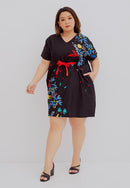BLACK 花 HANA Embroidery Kimono Dress