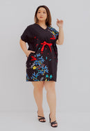 BLACK 花 HANA Embroidery Kimono Dress