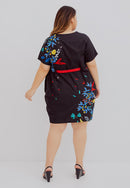 BLACK 花 HANA Embroidery Kimono Dress