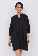 Basic Tunic Dress NAVY In Cotton Linen