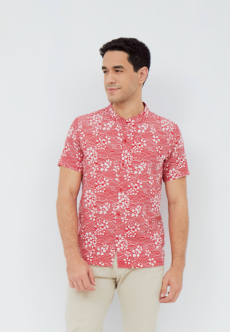 SAKURA さくら RED Man Batik Shirt
