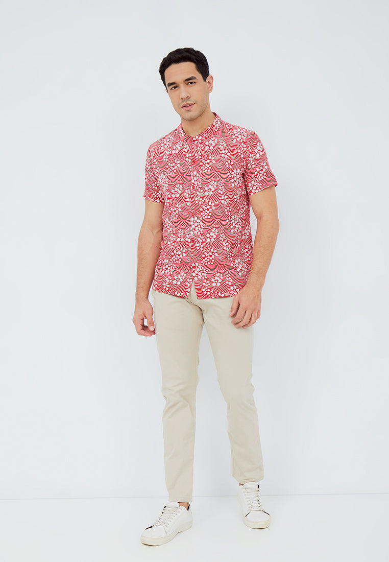 SAKURA さくら RED Man Batik Shirt
