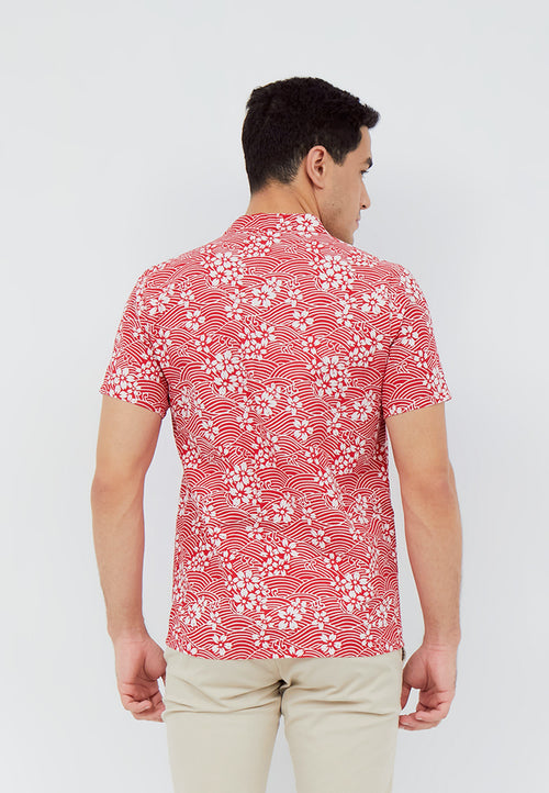 SAKURA さくら RED Man Batik Shirt