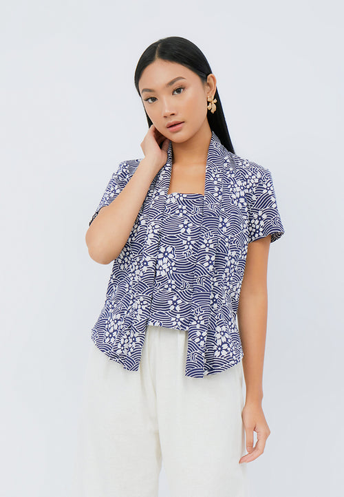 SAKURA さくら Navy Kebaya Top Batik