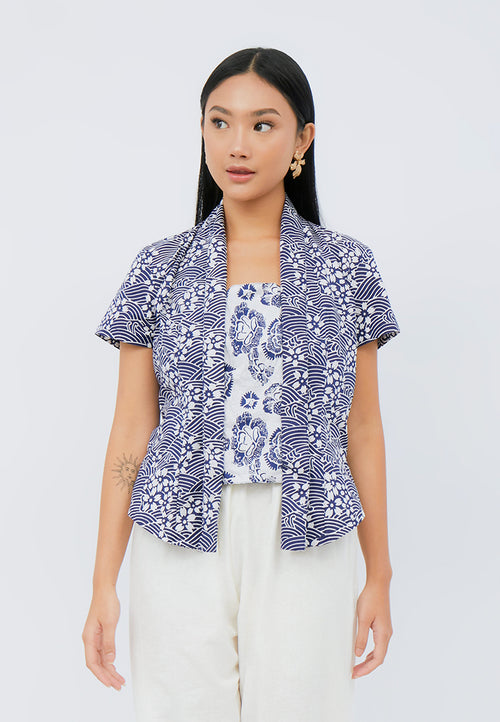 SAKURA さくら Navy Kebaya Top Batik
