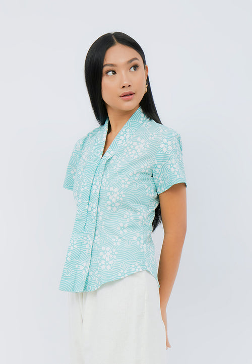 SAKURA さくら Mint Kebaya Top Batik