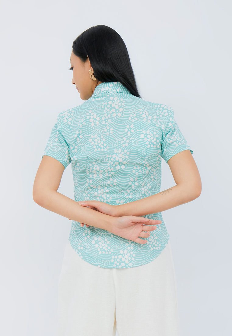 SAKURA さくら Mint Kebaya Top Batik