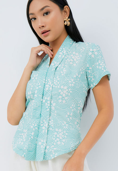 SAKURA さくら Mint Kebaya Top Batik