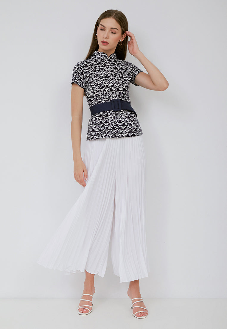 Basic Pleated Culottes Maxi (White)
