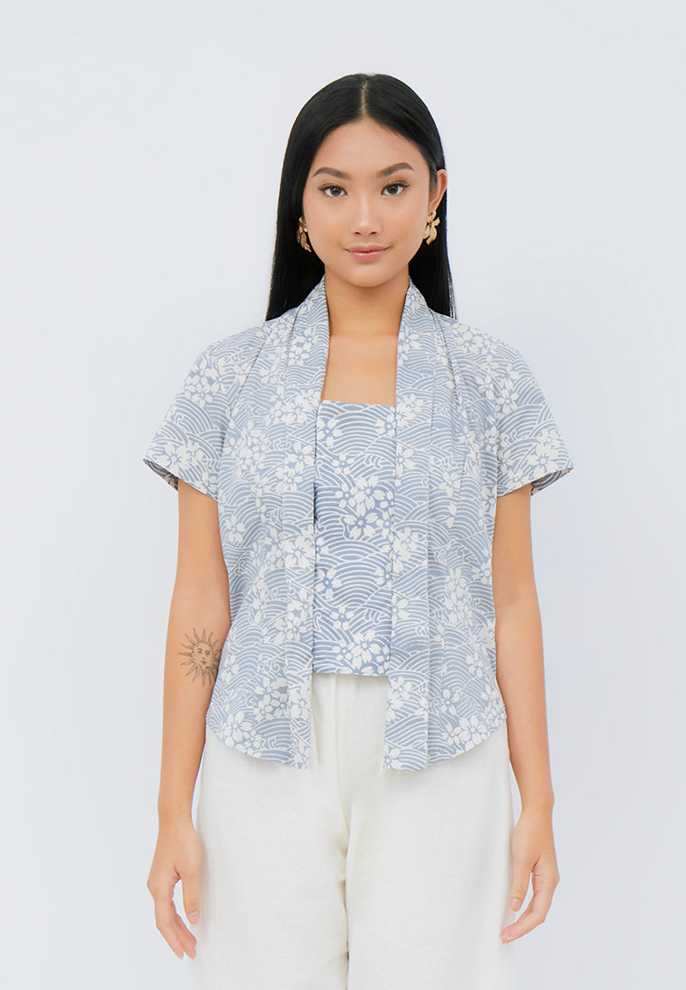 SAKURA さくら Grey Kebaya Top Batik