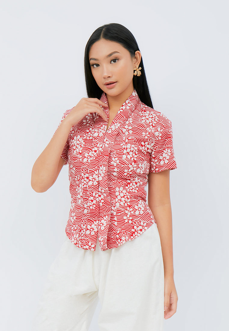 SAKURA さくら Red Kebaya Top Batik
