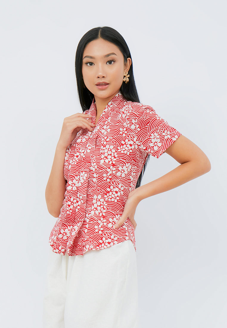 SAKURA さくら Red Kebaya Top Batik