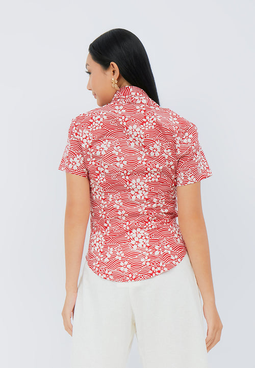 SAKURA さくら Red Kebaya Top Batik
