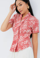 SAKURA さくら Red Kebaya Top Batik