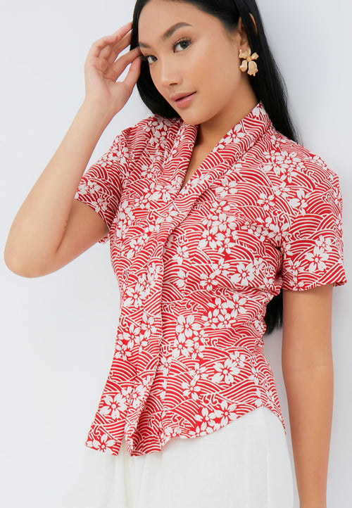 SAKURA さくら Red Kebaya Top Batik