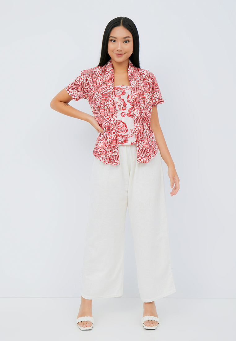 SAKURA さくら Red Kebaya Top Batik