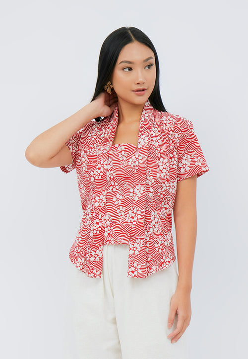 SAKURA さくら Red Kebaya Top Batik