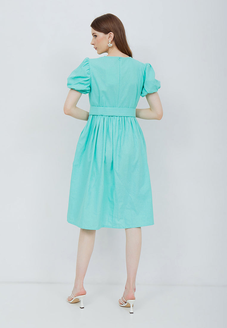 Puff Sleeve Dress Mint
