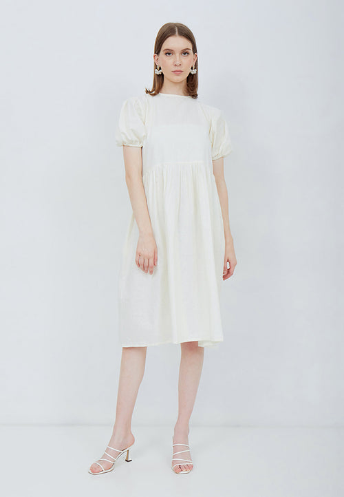 Puff Sleeve Dress White
