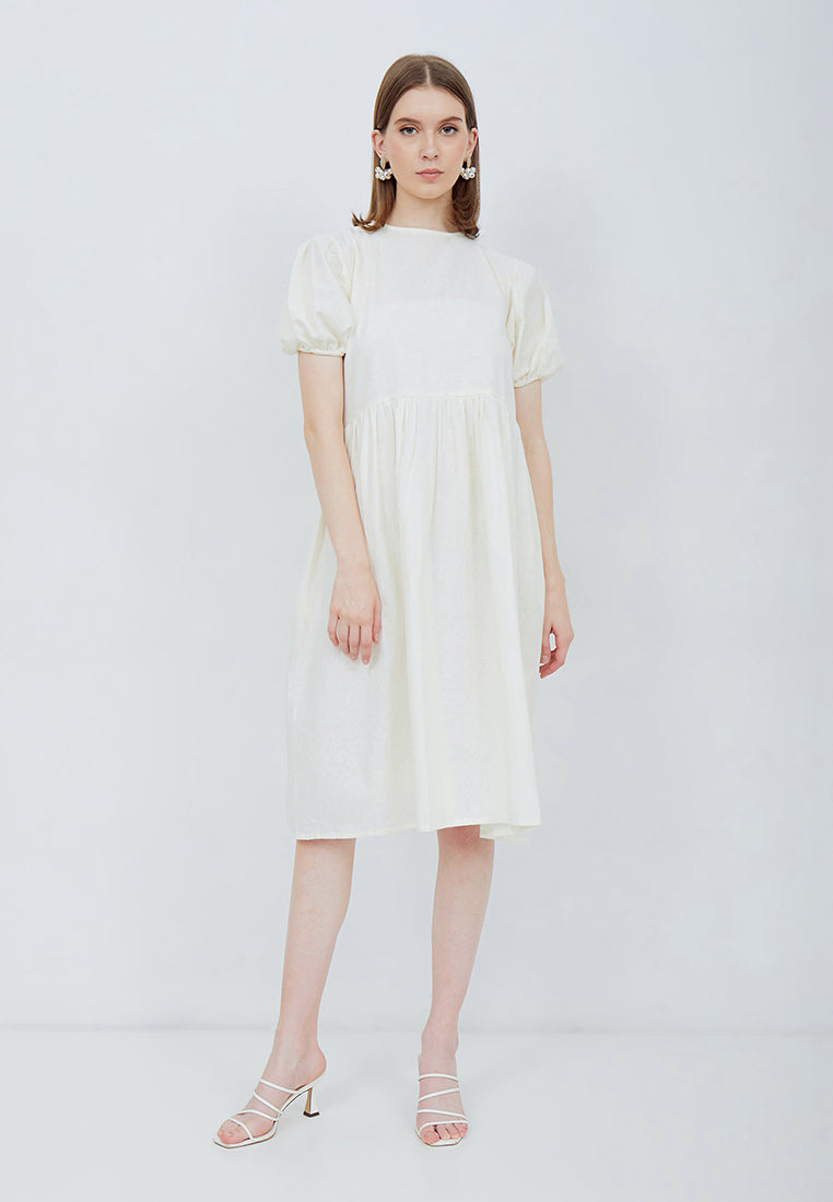 Puff Sleeve Dress White