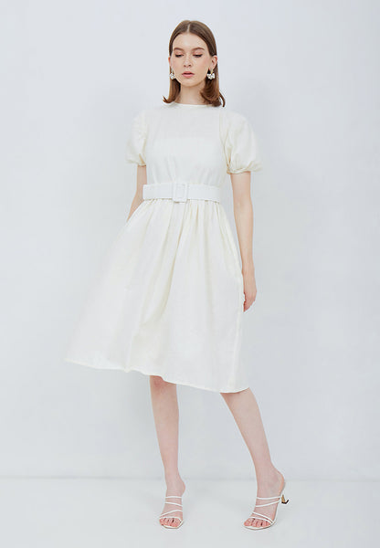 Puff Sleeve Dress White