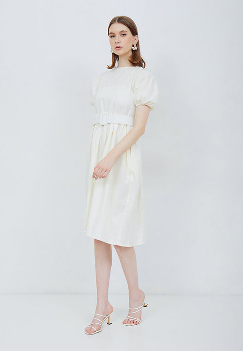 Puff Sleeve Dress White