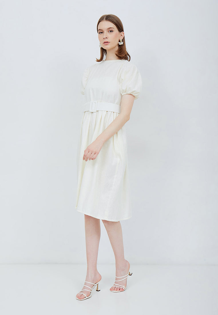 Puff Sleeve Dress White