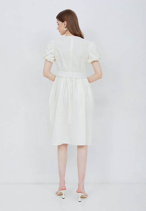 Puff Sleeve Dress White