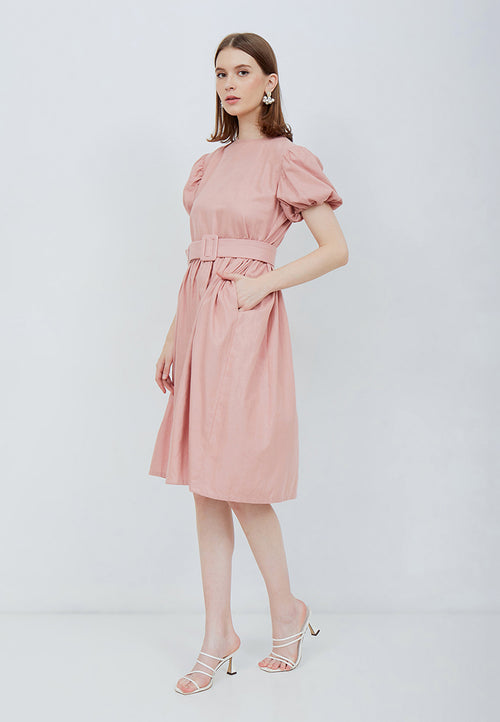 Puff Sleeve Dress Blush