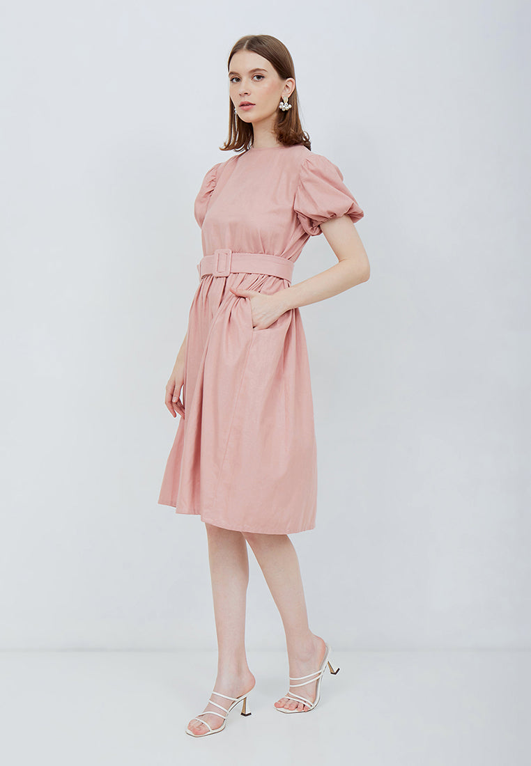 Puff Sleeve Dress Blush