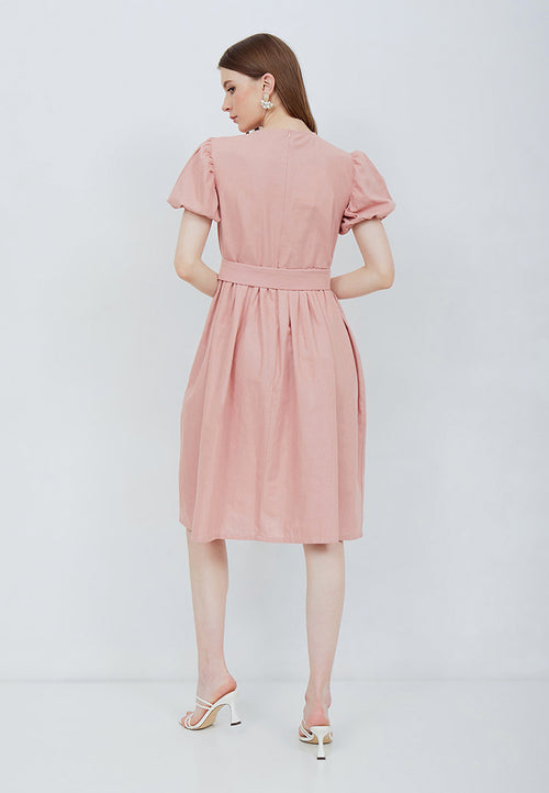 Puff Sleeve Dress Blush