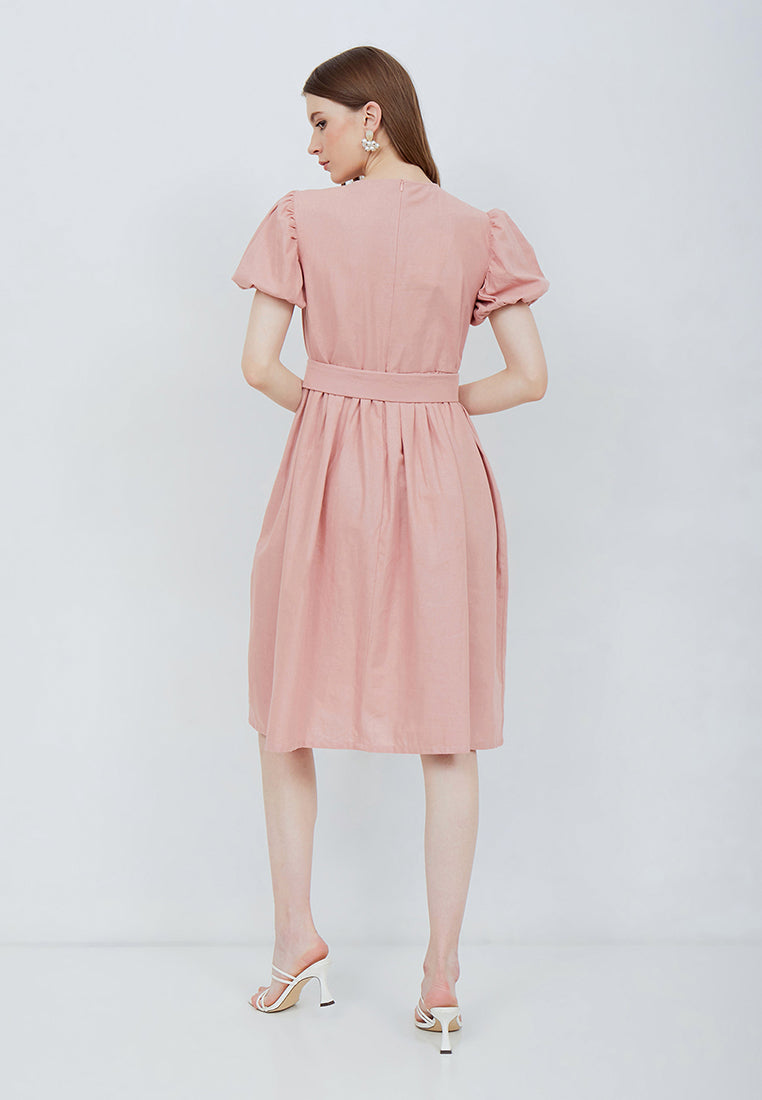 Puff Sleeve Dress Blush