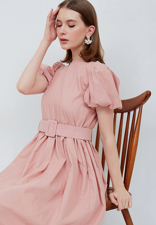 Puff Sleeve Dress Blush