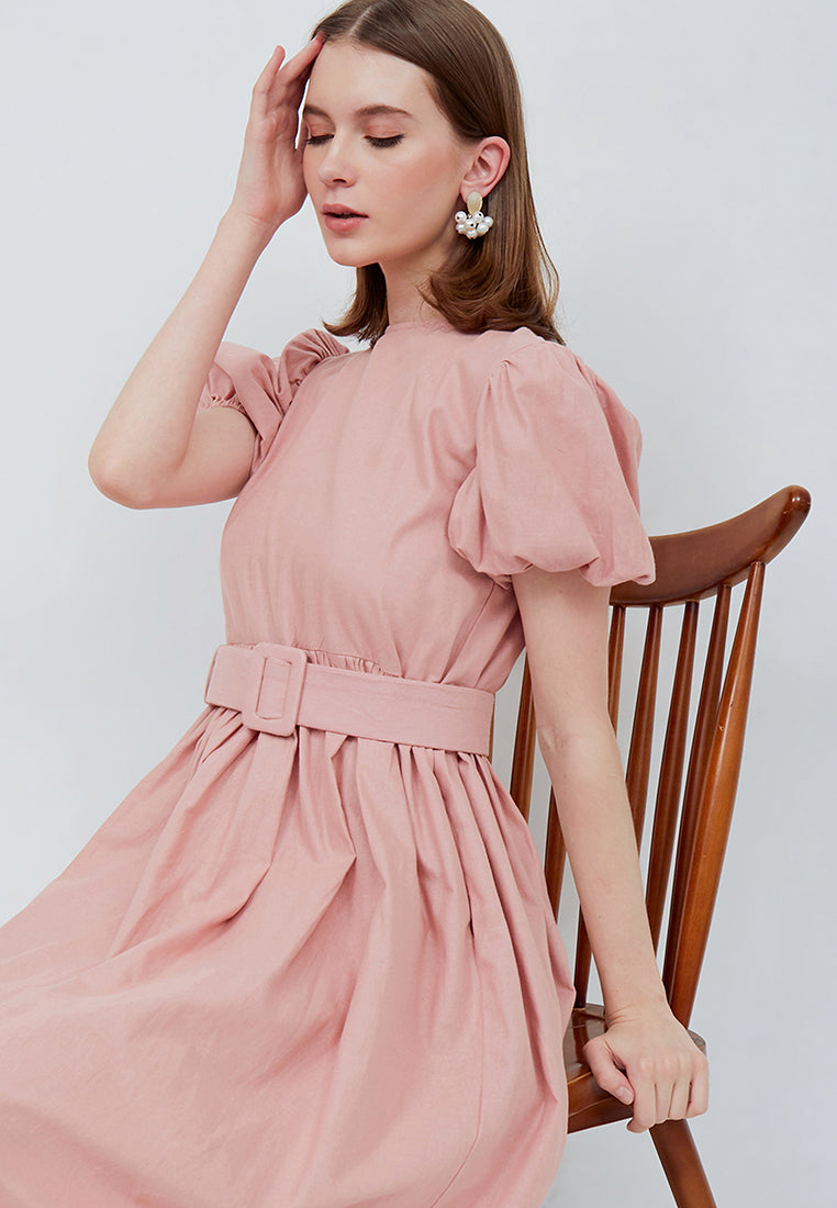 Puff Sleeve Dress Blush