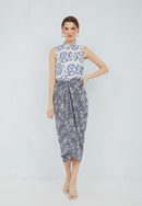 ROSE NAVY Batik Cheongsam Top