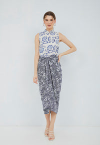ROSE NAVY Batik Cheongsam Top