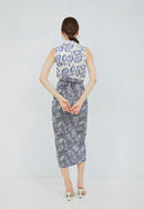 ROSE NAVY Batik Cheongsam Top