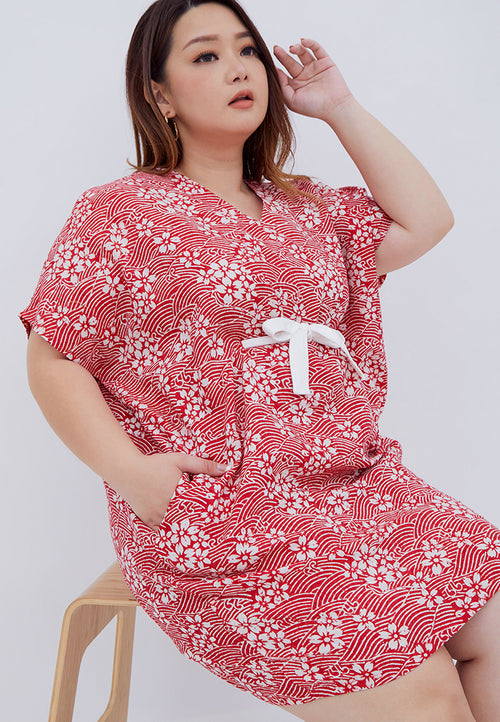 SAKURA さくら RED Kimono Dress BATIK