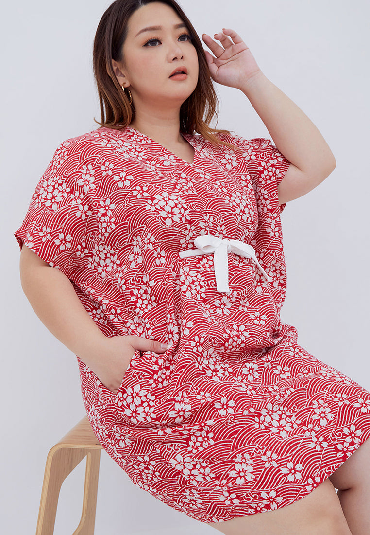 SAKURA さくら RED Kimono Dress BATIK