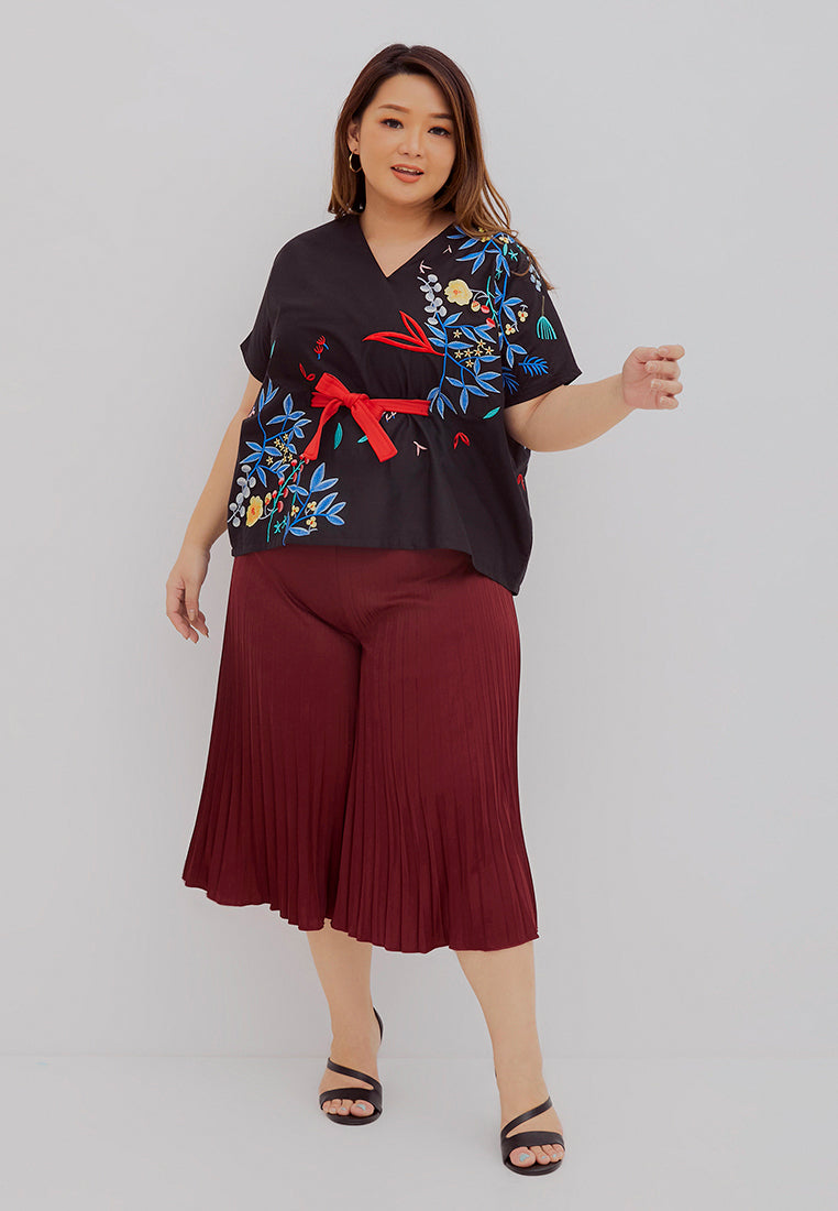 BLACK 花 HANA Embroidery Multiway Top
