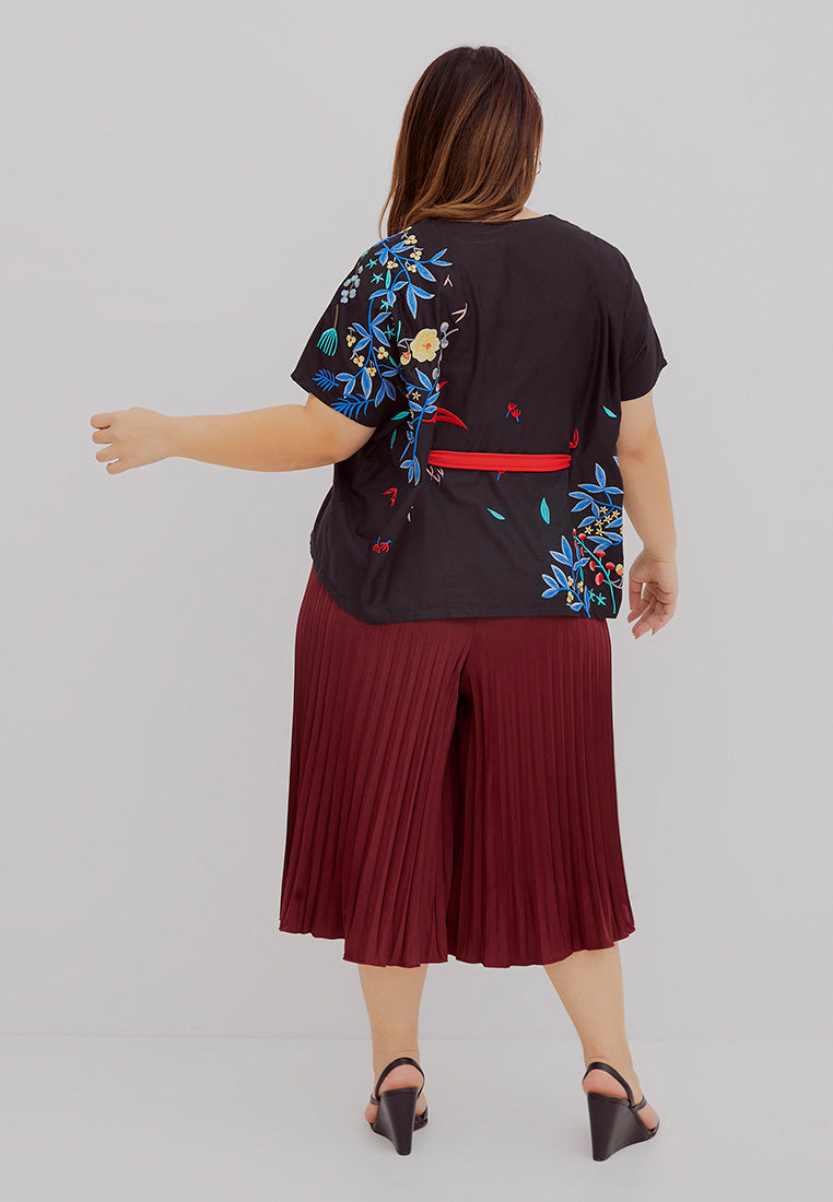 BLACK 花 HANA Embroidery Multiway Top