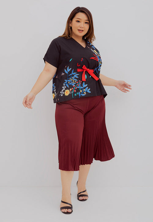 BLACK 花 HANA Embroidery Multiway Top