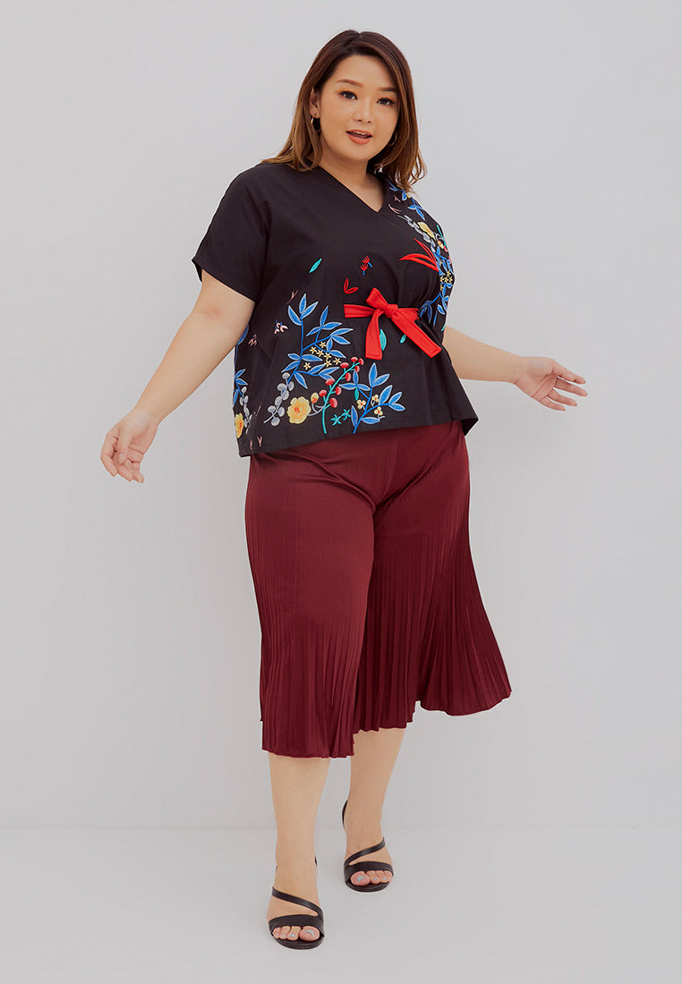 BLACK 花 HANA Embroidery Multiway Top