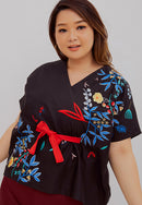 BLACK 花 HANA Embroidery Multiway Top