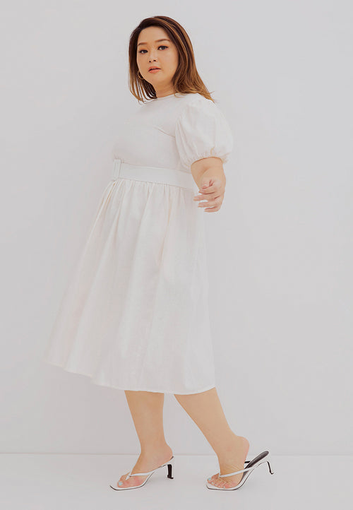 Puff Sleeve Dress White