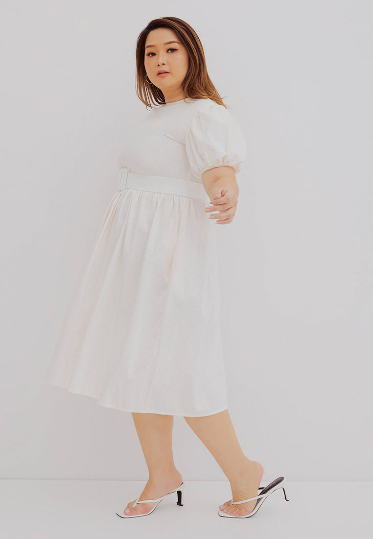Puff Sleeve Dress White