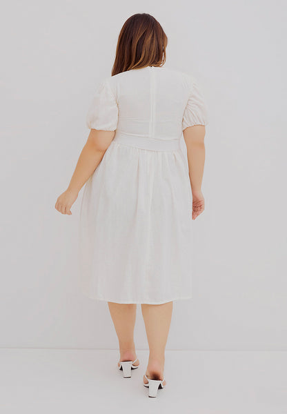 Puff Sleeve Dress White