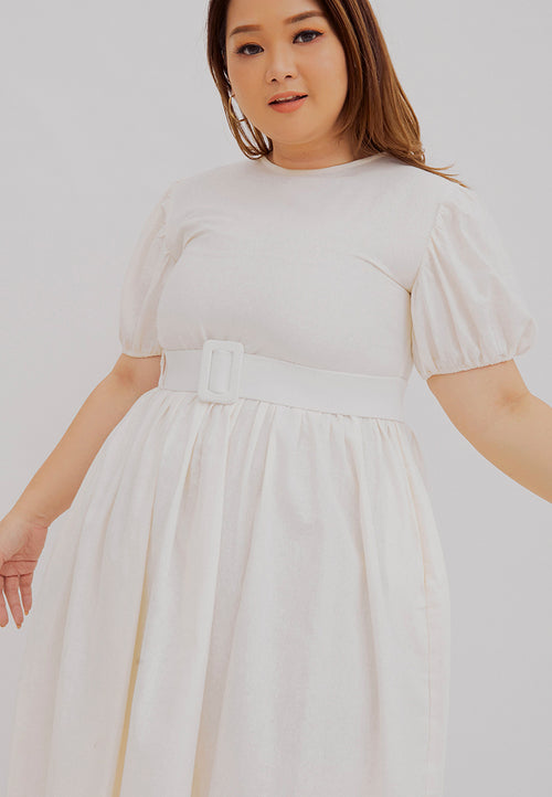 Puff Sleeve Dress White