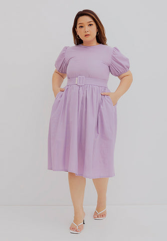Puff Sleeve Dress Purple