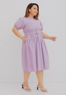Puff Sleeve Dress Purple